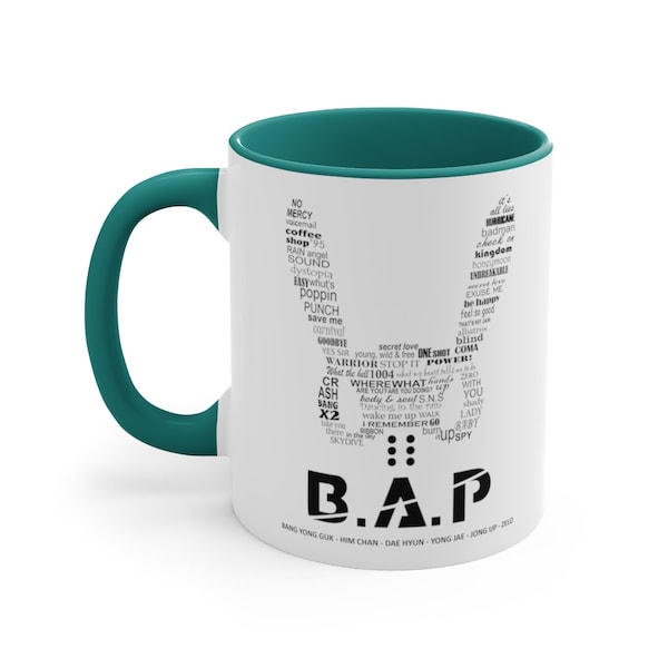 B.A.P Mug, kpop mug, bap coffee mug, kpop logo, kpop song merch, Bang Yongguk, Daehyun, Youngjae, Jongup, Zelo, 11oz Accent Mug