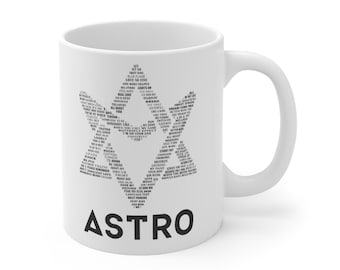 ASTRO Mug, kpop song merch, kpop mug, astro logo, kpop coffee mug, Cha Eunwoo, Moonbin, Sanha, JinJin, MJ, Rocky, 11oz White Ceramic Mug