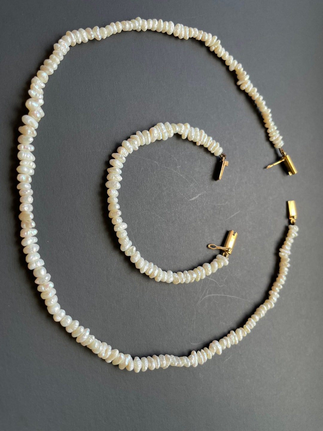 Baroque Rice Pearl Necklace & Bracelet Set Designed in Hyderabad. 4-6 ...