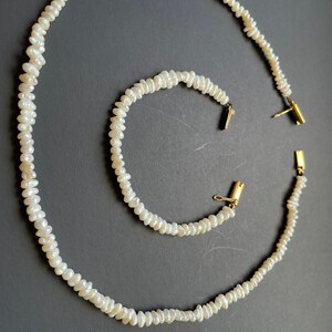 Baroque Rice Pearl necklace & bracelet set designed in Hyderabad. 4-6 mm rice pearl