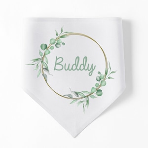 Your Pet&#39;s Name Bandana Custom Names Watercolor Eucalyptus Bandanas for Pets Dogs Cats Guinea Pigs Animals Bandana - Custom Sizes Available