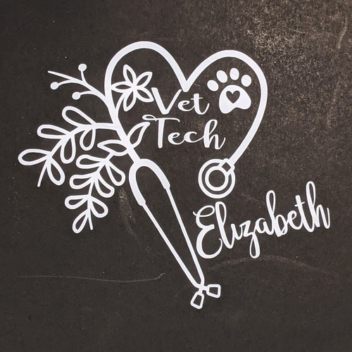 Vet Tech Decal Veterinarian Decal Stethoscope Decal Etsy