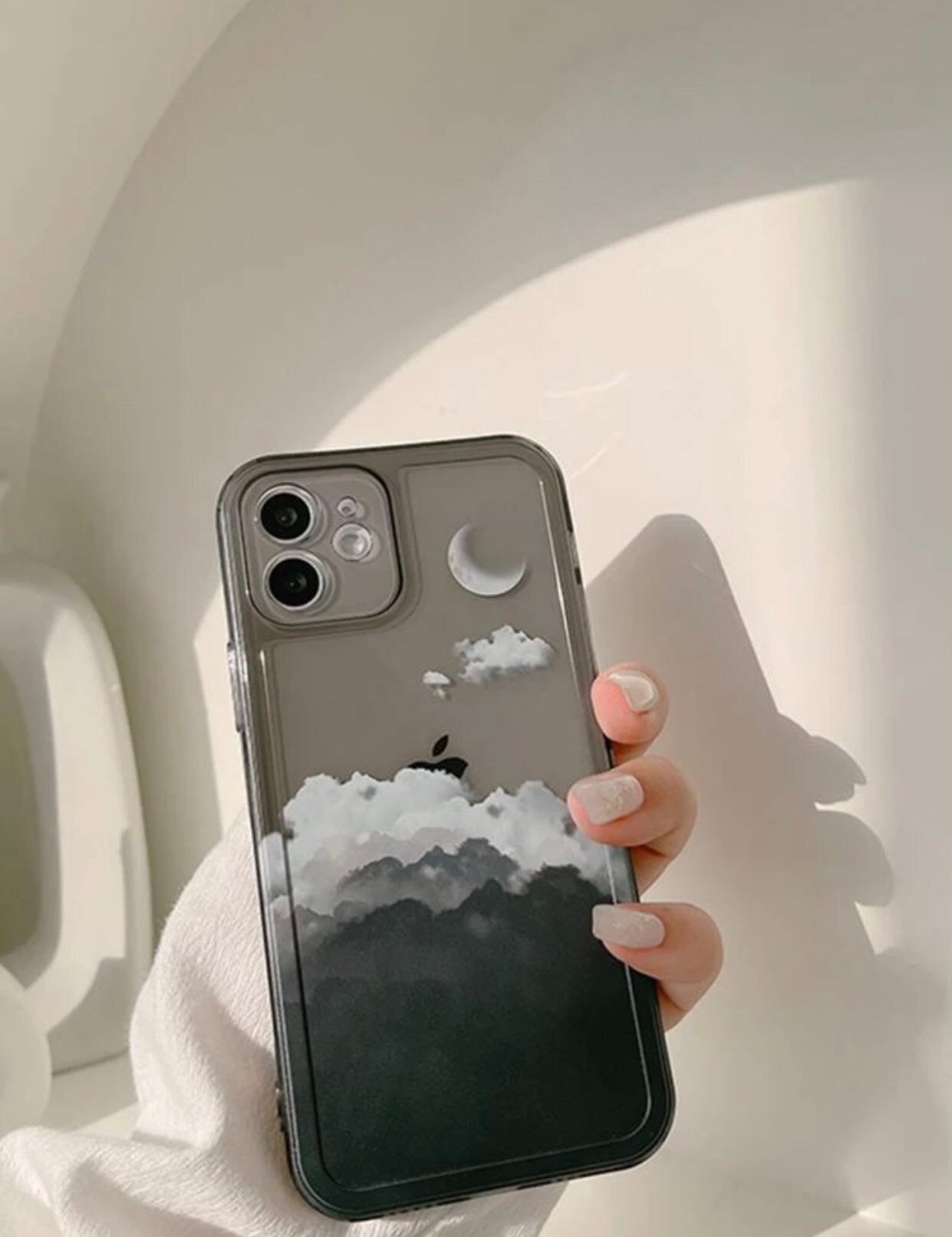 Moon and Clouds Phone Case Face Kawaii Fun Phone - Etsy