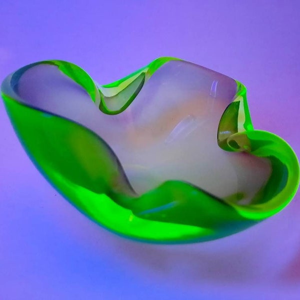 Uranium glass ashtray from the 1950s