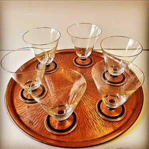 Glasses copper base copper tray 6 pieces 50s