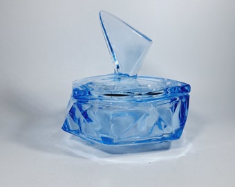 Blaue Glasdose Dose um 1950