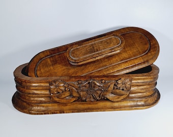 Casket wooden box can around 1940