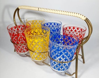 Colorful drinking glasses frame from the 50s