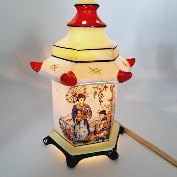 Rauchverzehrer Keramiklampe Tischlampe 50er Jahre