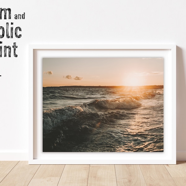 DIGITAL DOWNLOAD Ocean Sunset Landscape Photography Art Print | Nature Photography, Wall Art, Instant Download, Downloadable Photography