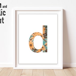 DIGITAL DOWNLOAD D Monogram Nature Photography Art Print | Minimalist Typography Initial Wall Art, Instant Download