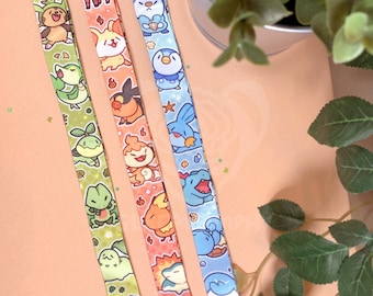 Poke Lanyards | Nostalgic Fire Grass Water Video Game Colourful Cute Kawaii