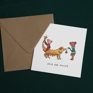 Postkarte und Umschlag Deck the Hound