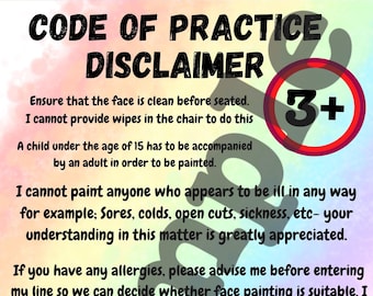 Disclaimer posters, Word board display, Face painting signs, Canva template