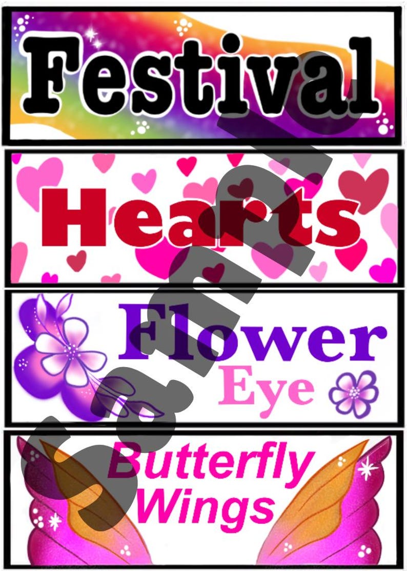 Basic Face Painting Word Board, Printable Sign, Boys and Girls Design ...