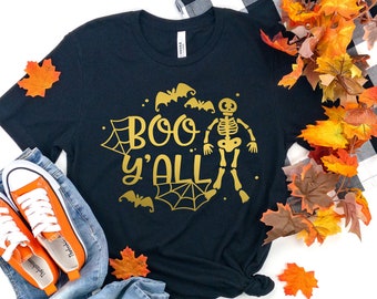 Boo Y'all  Shirt, Boo Shirt, Halloween Shirt, Happy Halloween, Halloween Hat Shirt, Horror Shirt, Witch Shirt, Halloween