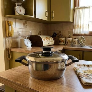 Casserole AMC originale en acier inoxydable 17 cm avec couvercle | Modèle H b | Ustensiles de cuisine vintage fabriqués en Allemagne | Petite casserole de haute qualité