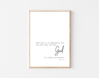 Nothing Impossible with God | Bible Art | The Chosen | Scripture Wall Print | Digital Download | Teachings of Jesus | Possible with God