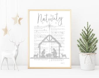 The Nativity | Birth of Christ | Christmas Decor | Christmas Wall Art | Christmas Print | Luke 2 | Christmas Gift | Christmas SVG | Digital
