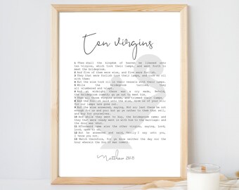 Parable of the Ten Virgins | Young Women Lesson | Living Room Decor | Lamp Decor | Scripture Art | Christian Wall Print | Young Women Gift