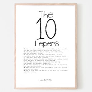 The Ten Lepers | Thanksgiving Decor | Fall Decor | Nursery Bible Verse | Bible Verse Poster | Kitchen Decor | Pantry Decor | Gratitude Art