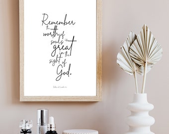 Worth of Souls | Self Worth Quote | Come Follow Me | Affirmation Card | Love of God | Confidence Quotes | Instant Download