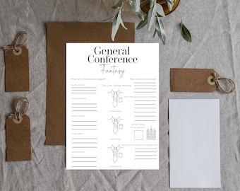 General Conference Activity | Kid Activity | Latter Day Saint Print | Conference Fantasy Game | Prophet Speaking