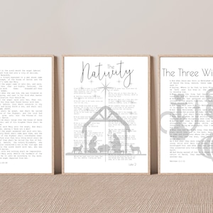 The Nativity | The Birth of Christ | Christmas Print Trio | Nativity Set | Luke 2 | Christmas Gift | Christmas Wall Art | Digital Download