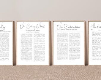 The Family Proclamation | The Living Christ | The Restoration | The Articles of Faith | LDS Poster | Quad Set | 4 Pack of Posters