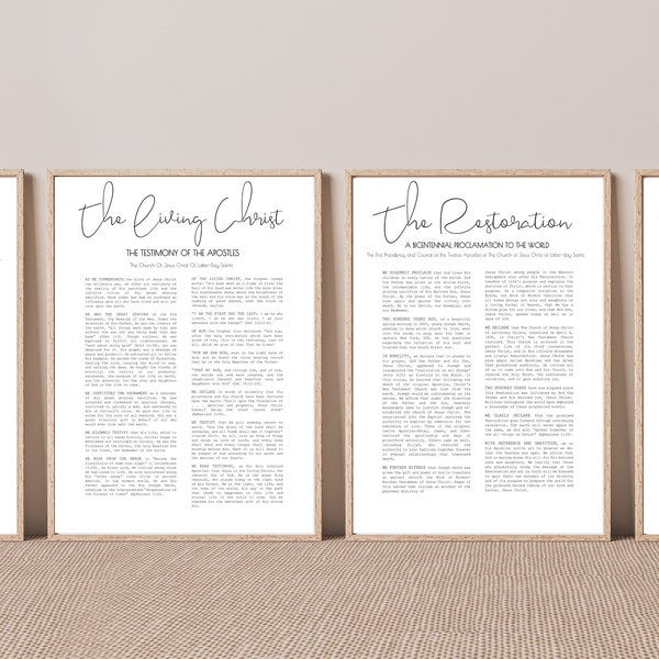 The Family Proclamation | The Living Christ | The Restoration | The Articles of Faith | LDS Poster | Quad Set | 4 Pack of Posters