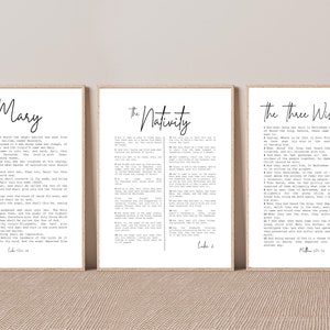 The Nativity | The Birth of Christ | Christmas Print Trio | Nativity Set | Luke 2 | Christmas Gift | Christmas Wall Art | Digital Download