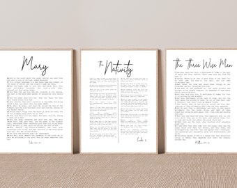The Nativity | The Birth of Christ | Christmas Print Trio | Nativity Set | Luke 2 | Christmas Gift | Christmas Wall Art | Digital Download