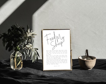 Feed My Sheep | Missionary Gift | Latter-Day Saint | Bible Art | The Chosen | Scripture Wall Print | Digital Download | Teachings of Jesus
