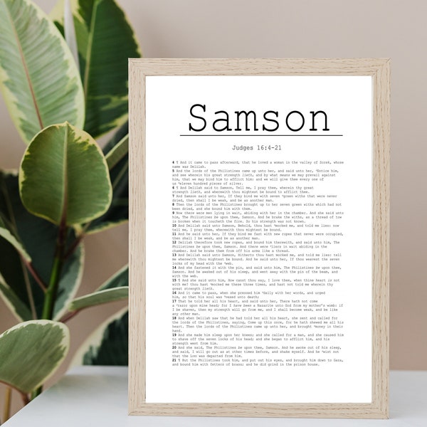 Samson | Boy Room Decor | Come Follow Me | Bible Hero | Young Men Poster | Christian Wall Decor | Primary Handout