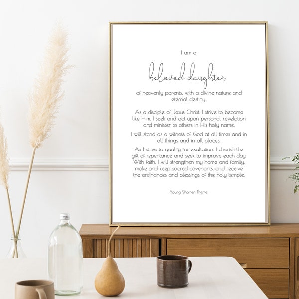 New Young Women Theme Printable| Latter-Day Saint Poster | Updated Theme | Young Women Poster | Digital Download | Girl Room Decor