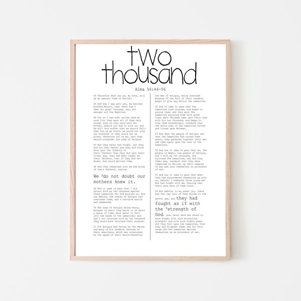 Two Thousand Stripling Warriors | Book of Mormon Story | Mother Day's Gift | Scripture Printable | Home Decoration | Come Follow Me 2024
