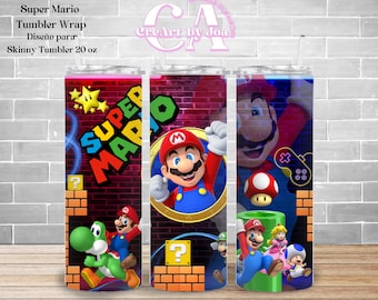 Super Mario Tumbler Wrap/ Vaso delgado 20 oz