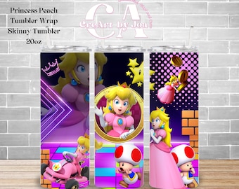 Envoltura para vaso Princesa Peach: Vaso delgado de 20 oz (archivo digital PNG)