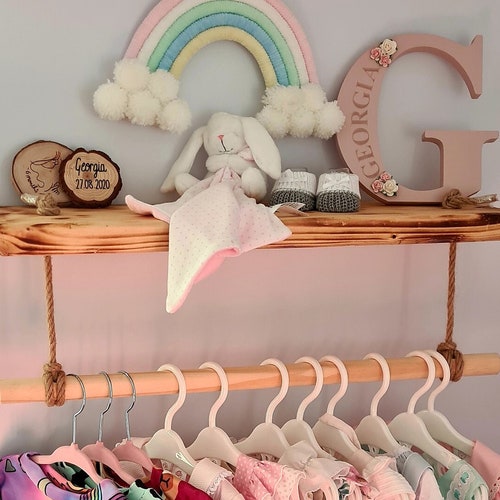 2 Tier Nursery Shelf With Clothes Rail White Shelf With Rail Etsy UK
