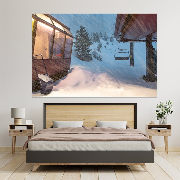 70_Northstar Ski Lift Snow Storm, Lake Tahoe, California, Skiing, Snowboarding, Ski Lift Art, Wall Decor, Wall Art, Mountain Photo