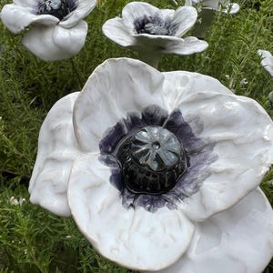 White poppy, ceramic flower
