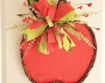 Teacher Grapevine Apple, Apple Grapevine Door Hanger, Red Apple Grapevine, Welcome Grapevine Apple, Custom Teacher Gift