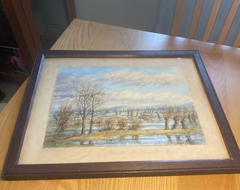 E A Abbey pastel of the Thames 1872