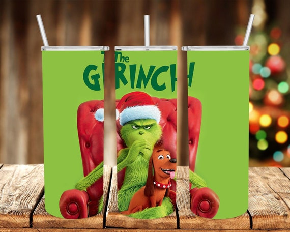 GLOW IN THE DARK CHRISTMAS TUMBLER | GRINCH TUMBLER | PERSONALIZED 20 OZ  SKINNY TUMBLER | GRINCH TUMBLER