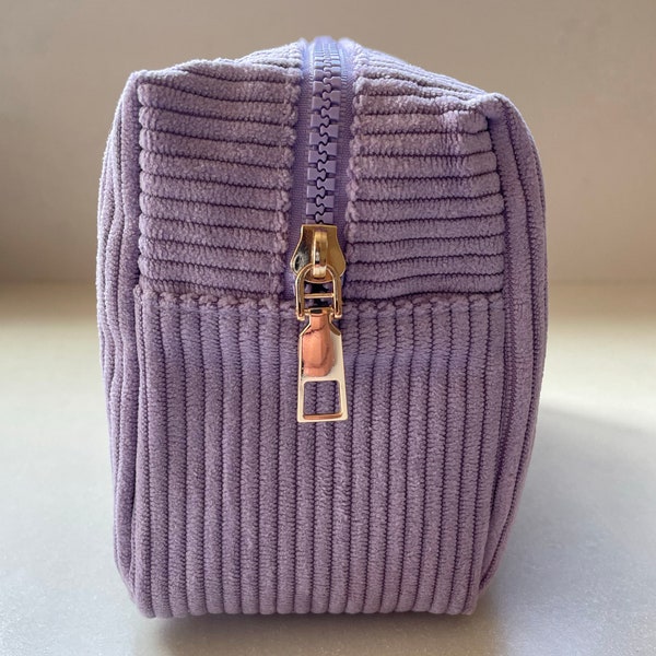 Gift for teen Gift for girlfriend Lavender Makeup bag Purple Makeup Bag Makeup Pouch Cloth Makeup Bag Boxy Makeup bag Cosmetic Bag Corduroy