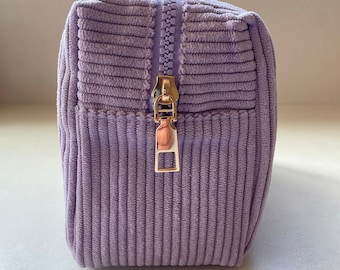 Gift for teen Gift for girlfriend Lavender Makeup bag Purple Makeup Bag Makeup Pouch Cloth Makeup Bag Boxy Makeup bag Cosmetic Bag Corduroy