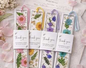 Recuerdos para despedida de soltera, recuerdo de fiesta con flores de resina, marcapáginas de resina con flores, recuerdos de boda con temática de flores silvestres, regalos para damas de honor