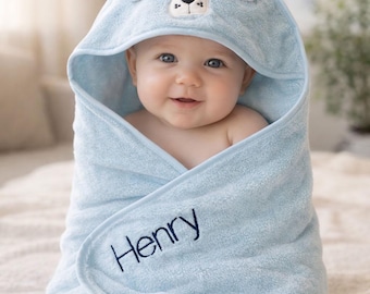 Personalized Baby Hooded Towel Custom Hooded Baby and Toddler Bath Towel Gift for baby Custom Embroidered  Bath Wrap Monogrammed  Baby Towel
