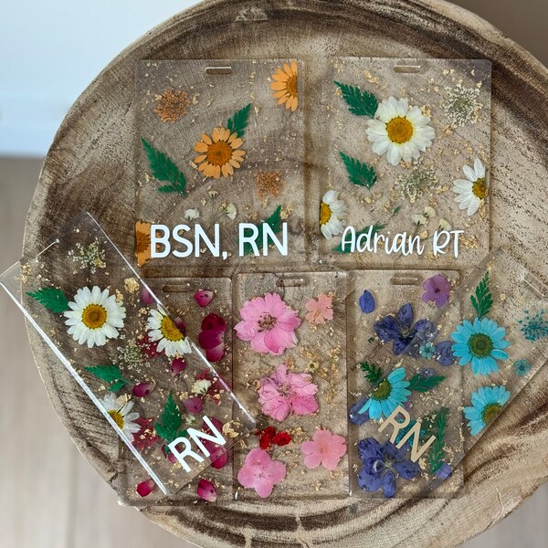 Custom Badge Buddy Resin Flower Badge Buddy Gift for Nurse Appreciation Gift Medical Badge Buddy Custom Name Badge Buddy Personalized Badge