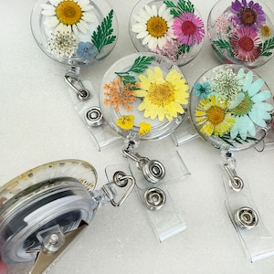 Real Flower Badge Reel for Nurse Gift for Doctor Custom Name Badge Reel for Teacher Therapist Gift Resin Flower Badge Reel Gift for Nurse image 6